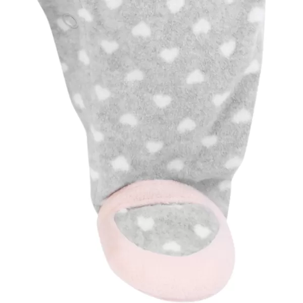 Simple Joys by Carters Baby Girls Fleece Footed Sleep and Play Pack of 2Grey HeartsLavender Floral