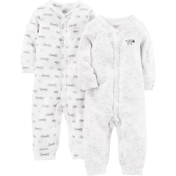 Simple Joys by Carters Baby 2Pack Cotton Footless Sleep and PlayWhite LambClouds