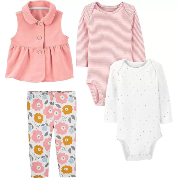 Simple Joys by Carters babygirls 4piece Playwear SetPinkStripeWhite DotsFloral