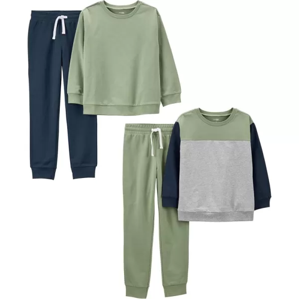 Simple Joys by Carters boys 4piece Sweatshirt SetOliveGrey