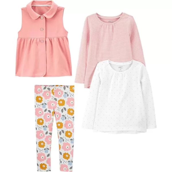 Simple Joys by Carters girls 4piece Playwear SetPinkStripeWhite DotsFloral