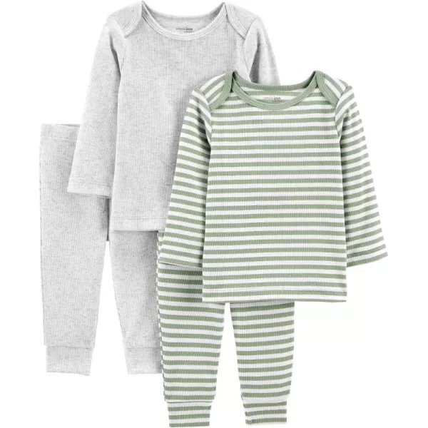 Simple Joys by Carters unisexbaby 4piece Textured SetGreen StripeGrey Heather