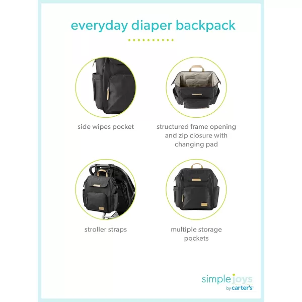 Simple Joys by Carters Everyday Diaper Backpack Black One Size