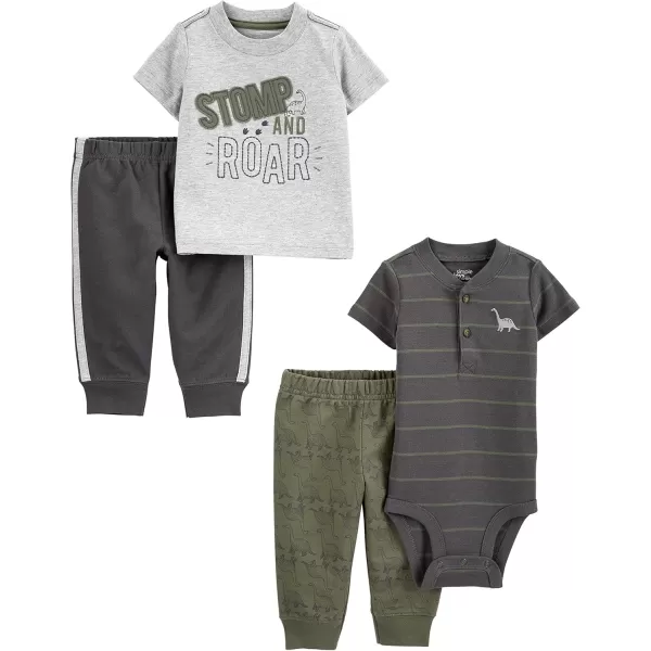 Simple Joys by Carters babyboys 4piece Bodysuit Top and Pant SetDark Grey DogDenimNavyOrange Construction