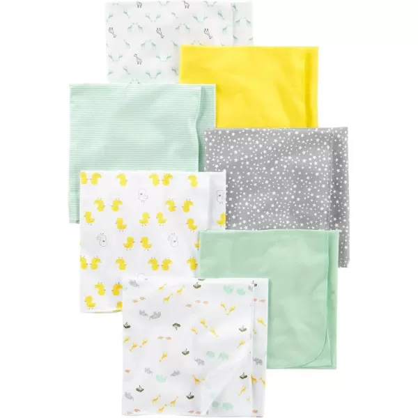 Simple Joys by Carters Unisex Babies Flannel Receiving Blankets Pack of 7GreyWhiteMint Green