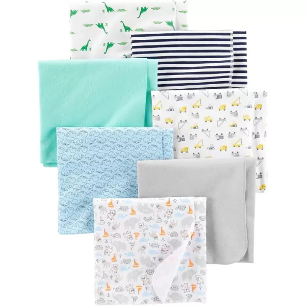 Simple Joys by Carters Unisex Babies Flannel Receiving Blankets Pack of 7Mint GreenBlueWhite