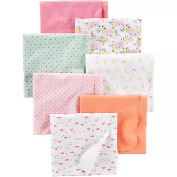 Simple Joys by Carters Unisex Babies Flannel Receiving Blankets Pack of 7MulticolorDinosaurDotsFloralLemonTurtle