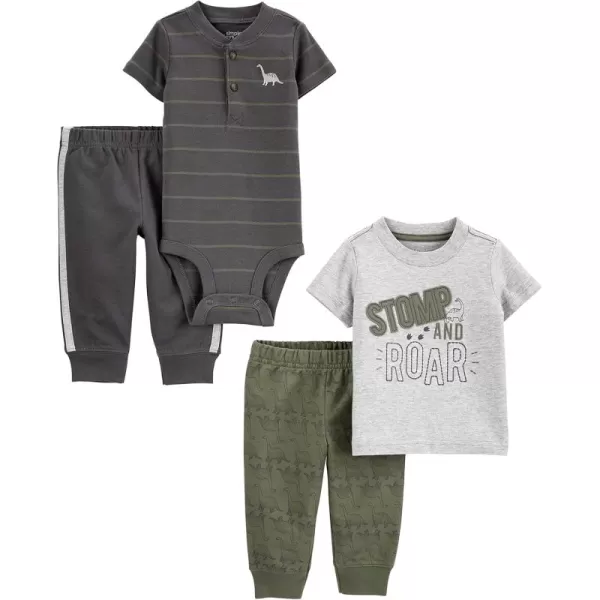 Simple Joys by Carters babyboys 4piece Bodysuit Top and Pant SetDark Grey DogDenimNavyOrange Construction