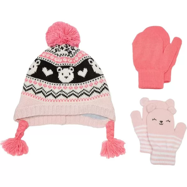 Simple Joys by Carters Baby Hat and Mitten SetPinkFair IsleStripe