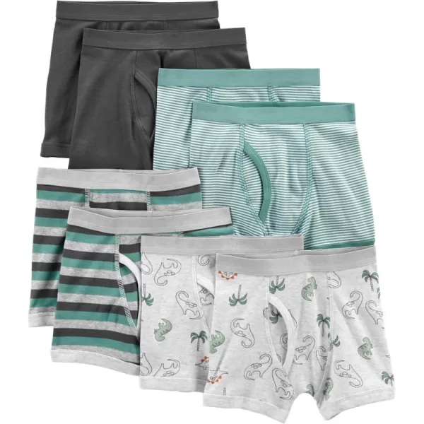 Simple Joys by Carters Boys 8Pack UnderwearDark GreyGreen Mini StripeGrey DinosaurStripe