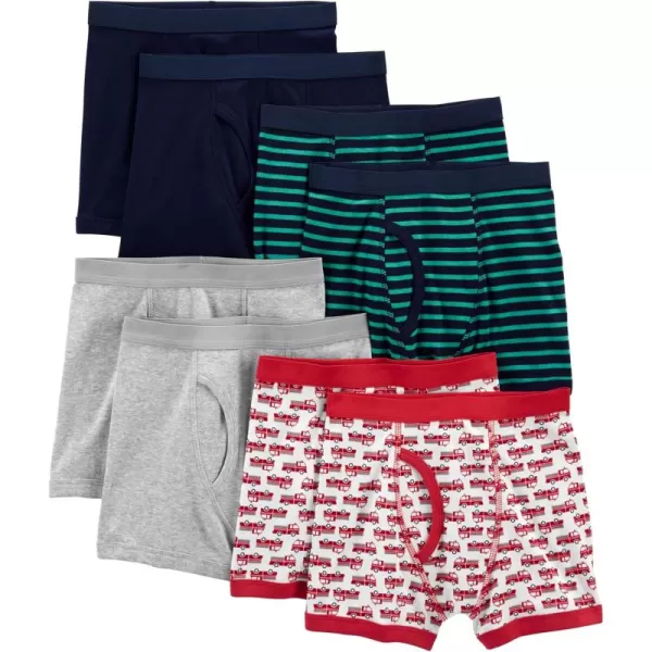 Simple Joys by Carters Boys 8Pack UnderwearGreen StripeGrey HeatherNavyRed Firetruck