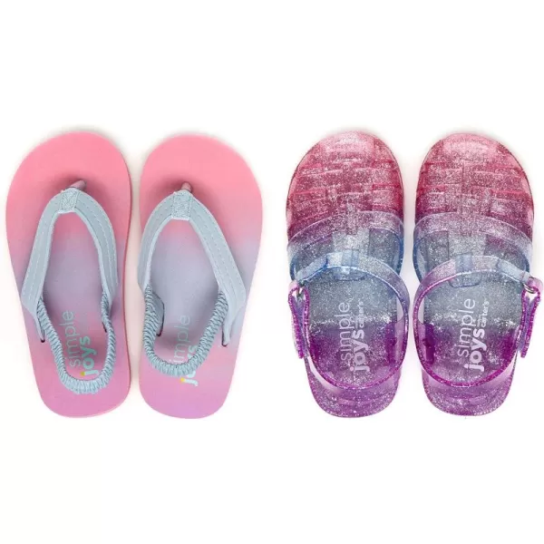 Simple Joys by Carters Girls and Toddlers Kimmie Nora Jelly Sandal SetPinkPurple Shine