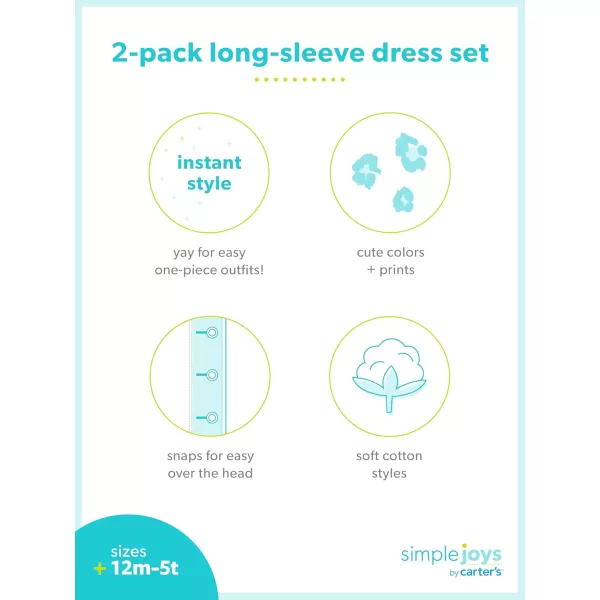 Simple Joys by Carters Girls 2Pack Stretch Rib DressesChambrayCheetah