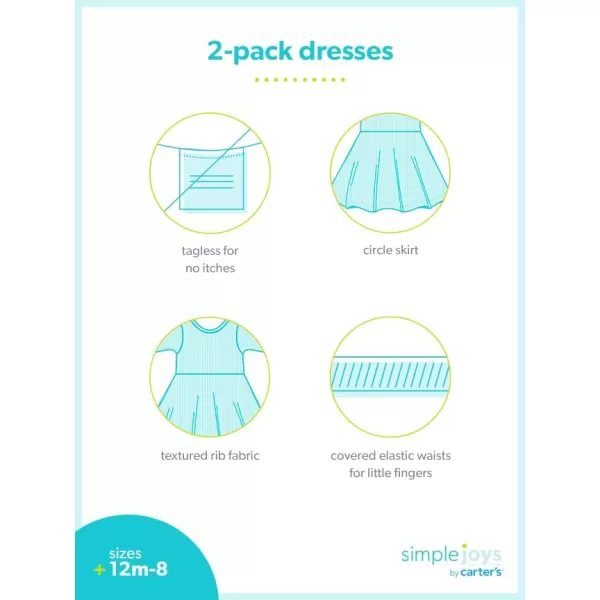 Simple Joys by Carters Girls 2Pack Stretch Rib DressesOlivePink