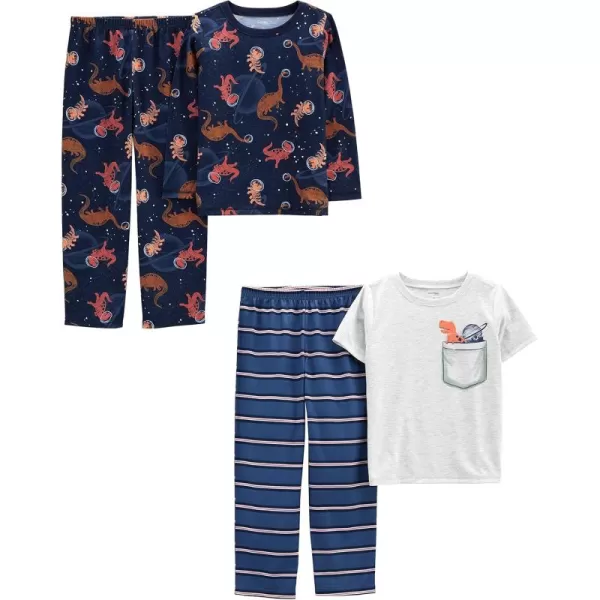 Simple Joys by Carters Boys 4Piece Poly PajamasBlueGreyDinosaur