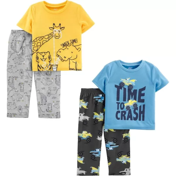 Simple Joys by Carters Boys 4Piece Poly PajamasForest AnimalsMonster TrucksText Print