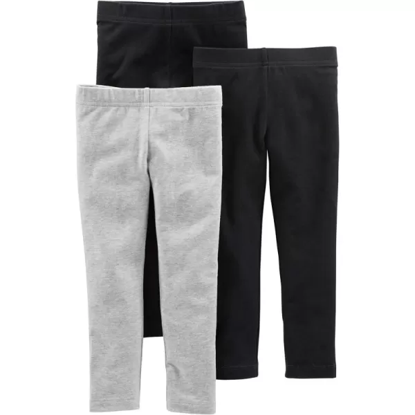 Simple Joys by Carters Girls 3Pack LeggingsBlackGrey