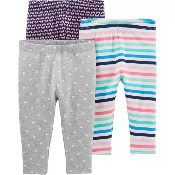 Simple Joys by Carters Girls 3Pack LeggingsButterfliesHeartsStripe Infant