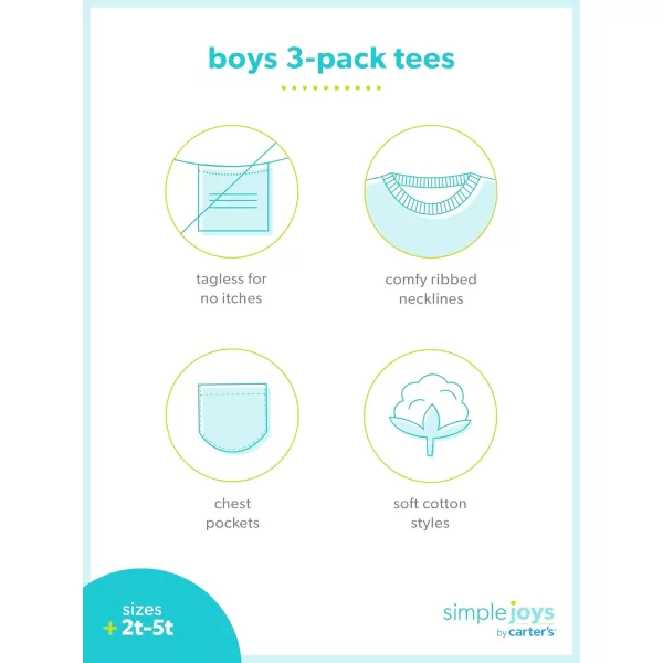 Simple Joys by Carters Boys 3Pack Long Sleeve ShirtsAqua GreenGreyNavy