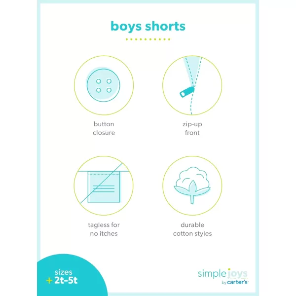 Simple Joys by Carters Boys Flat Front Shorts Pack of 2GreyMint Green Kid