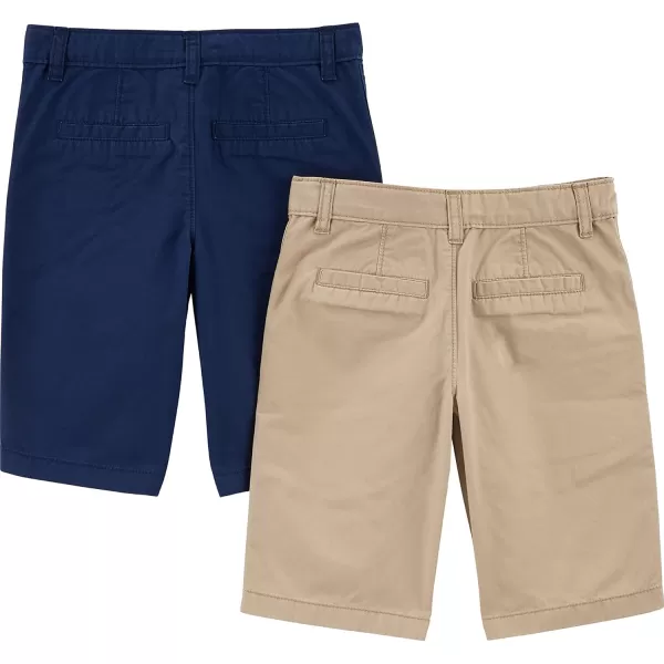 Simple Joys by Carters Boys Flat Front Shorts Pack of 2Light Khaki BrownNavy Kid