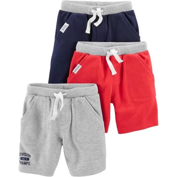 Simple Joys by Carters Babies Toddlers and Boys Knit Shorts Pack of 3RedGreyNavy