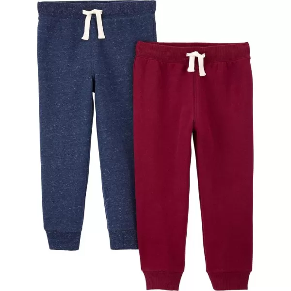 Simple Joys by Carters Boys 2Pack Pull on Fleece PantsBurgundy HeatherNavy Heather