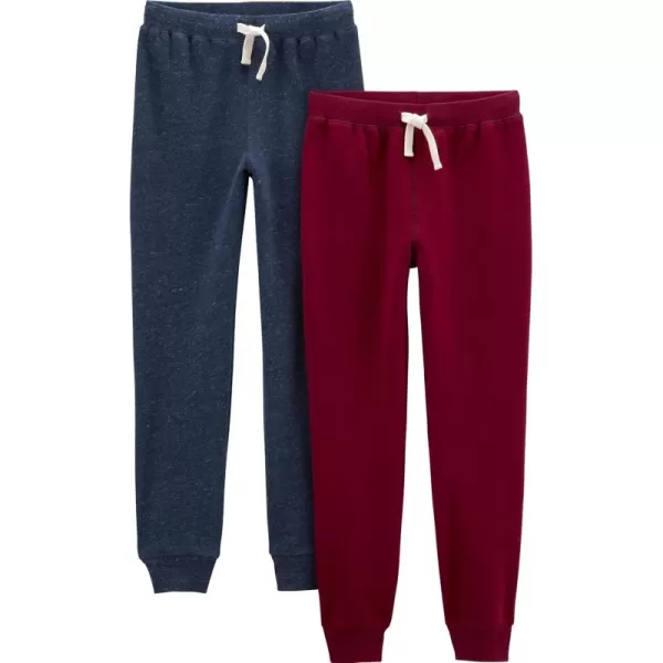 Simple Joys by Carters Boys 2Pack Pull on Fleece PantsBurgundyNavy Heather Kid