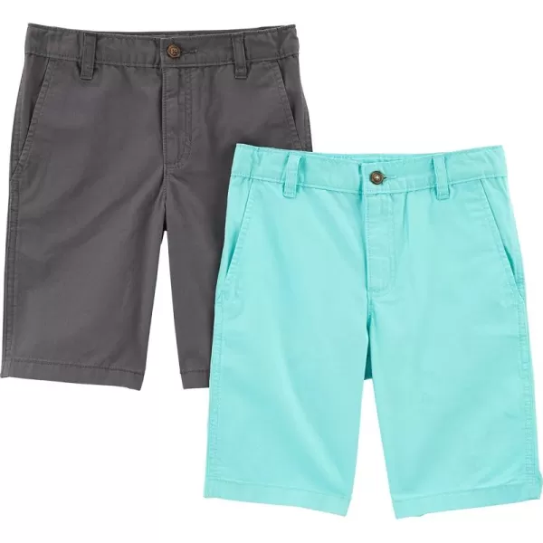 Simple Joys by Carters Boys Flat Front Shorts Pack of 2GreyMint Green Kid