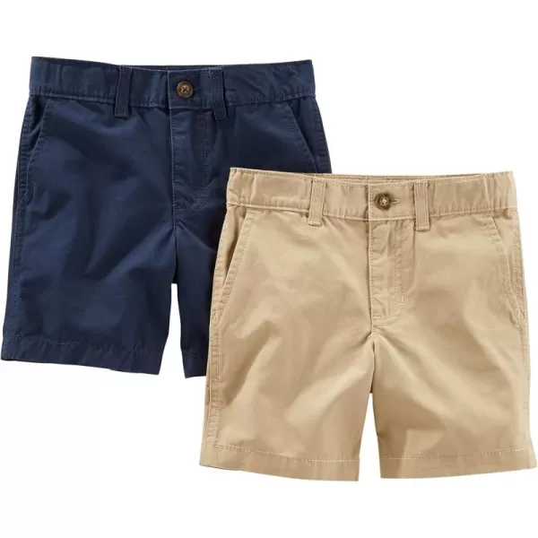 Simple Joys by Carters Boys Flat Front Shorts Pack of 2Light Khaki BrownNavy