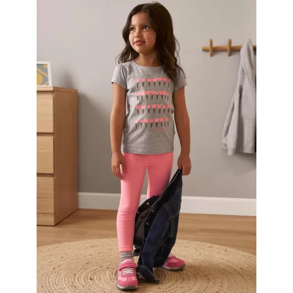 Simple Joys by Carters Girls ShortSleeve Shirts and Tops Pack of 3Grey HeartsPink DinosaurWhite Text Print