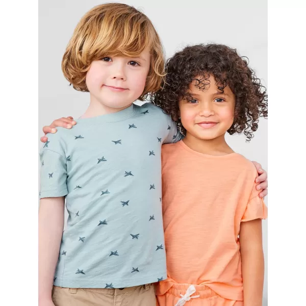 Simple Joys by Carters Girls ShortSleeve Shirts and Tops Pack of 3GreyLight OrangeOlive Flowers