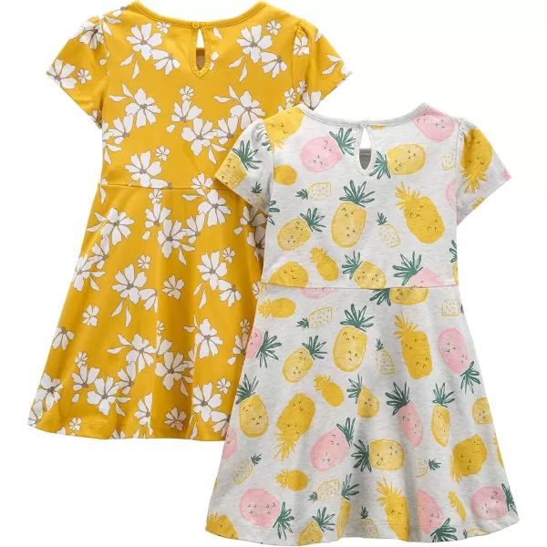 Simple Joys by Carters Girls ShortSleeve and Sleeveless Dress Sets Pack of 2PineappleFloral