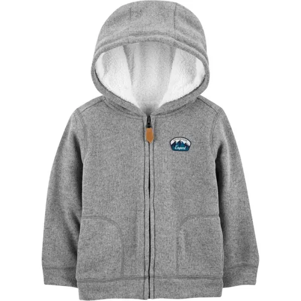 Simple Joys by Carters Boys Hooded Sweater Jacket with Sherpa LiningGrey