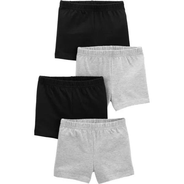 Simple Joys by Carters Girls 4Pack Tumbling ShortsGreyBlack