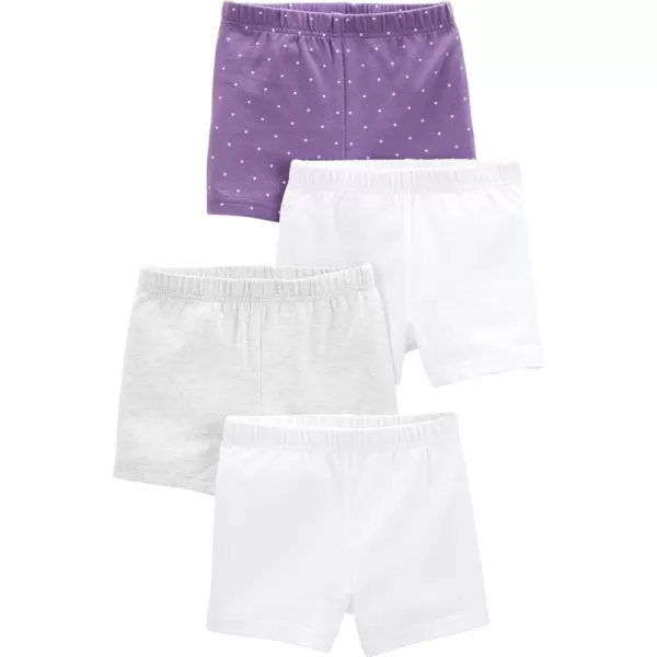 Simple Joys by Carters Girls 4Pack Tumbling ShortsPurpleGreyWhite