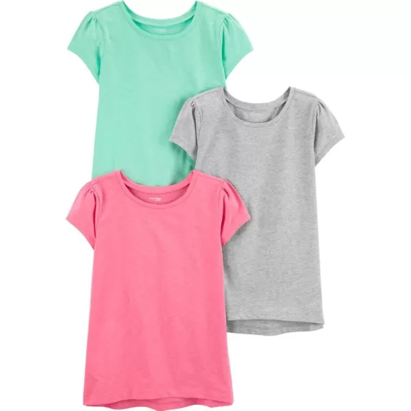 Simple Joys by Carters Girls ShortSleeve Shirts and Tops Pack of 3Grey HeatherMint GreenPink