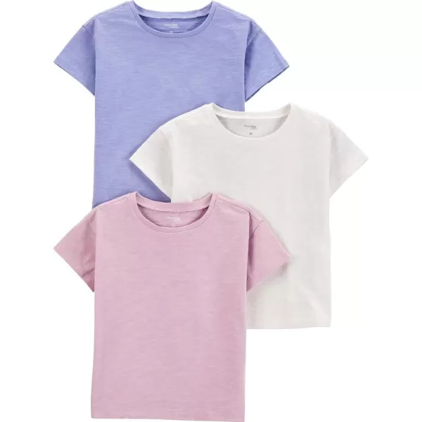 Simple Joys by Carters Girls ShortSleeve Shirts and Tops Pack of 3LilacRoseWhite