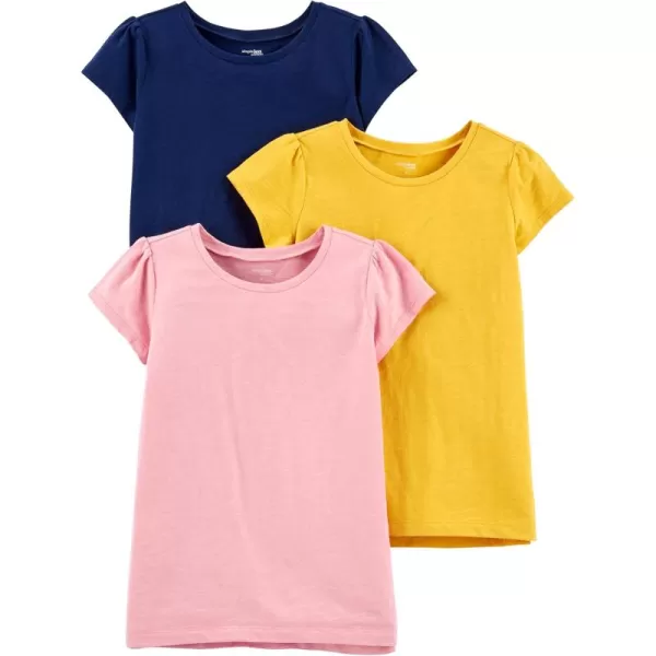 Simple Joys by Carters Girls ShortSleeve Shirts and Tops Pack of 3Mustard YellowNavyPink