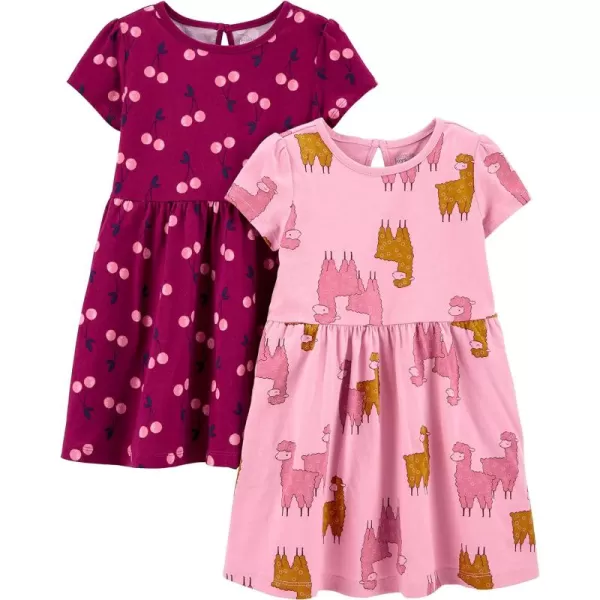 Simple Joys by Carters Girls ShortSleeve and Sleeveless Dress Sets Pack of 2CherryLlama