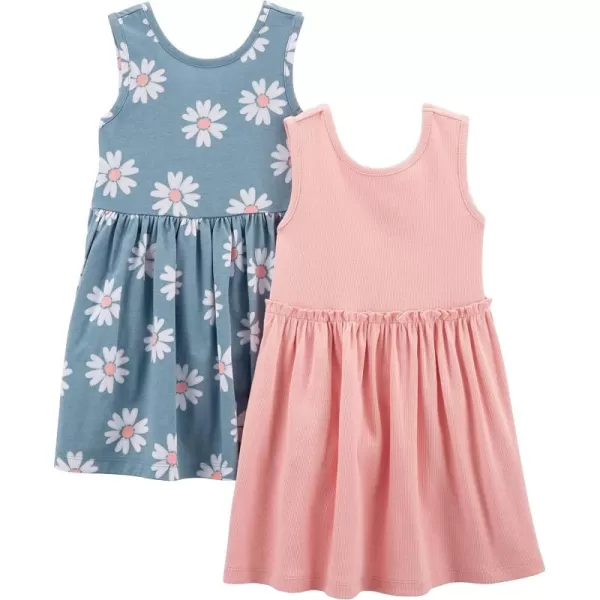 Simple Joys by Carters Girls ShortSleeve and Sleeveless Dress Sets Pack of 2Dusty Blue FloralPink