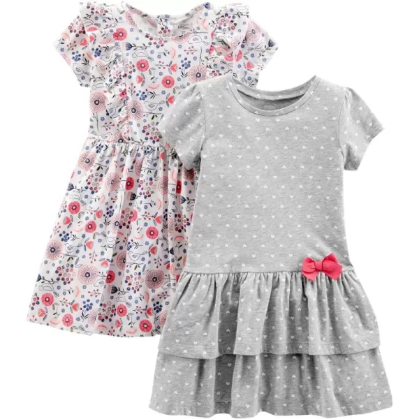 Simple Joys by Carters Girls ShortSleeve and Sleeveless Dress Sets Pack of 2Grey DotFloral