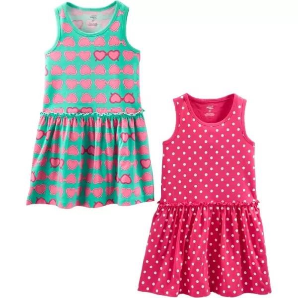 Simple Joys by Carters Girls ShortSleeve and Sleeveless Dress Sets Pack of 2HeartsDots