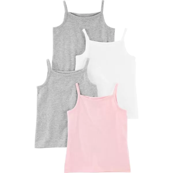 Simple Joys by Carters Girls and Toddlers Tank Tops Pack of 4Grey HeatherLight PinkWhite