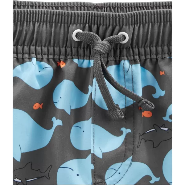 Simple Joys by Carters Toddlers and Baby Boys Swimsuit Trunk and Rashguard SetBlackSky Blue Whales