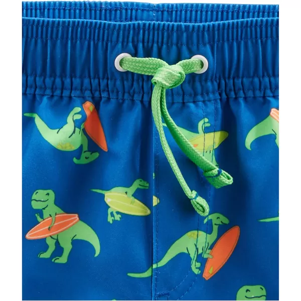 Simple Joys by Carters Toddlers and Baby Boys Swimsuit Trunk and Rashguard SetBlue White Dinosaur