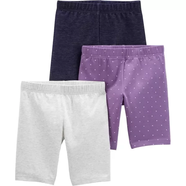 Simple Joys by Carters Babies Toddlers and Girls Bike Shorts Pack of 3PurpleDenimGrey