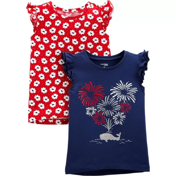 Simple Joys by Carters Girls ShortSleeve Shirts and TopsNavy FireworksRed Flowers