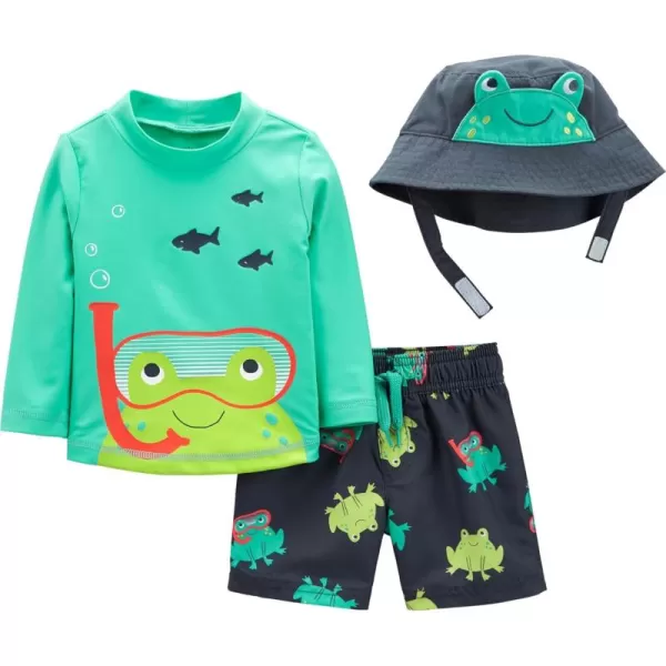 Simple Joys by Carters Toddlers and Baby Boys Swimsuit Trunk and Rashguard SetFrogs