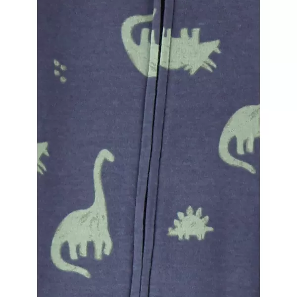 Simple Joys by Carters Toddlers and Baby Boys SnugFit Footed Cotton Pajamas Pack of 3Green StripeGrey HeatherIndigo Wash Dinosaur